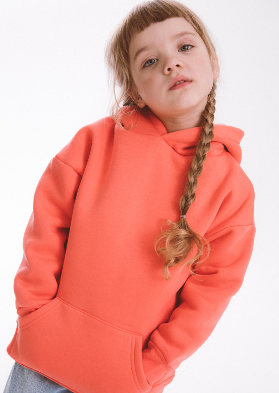 Living Coral colour kids footer hoodie
